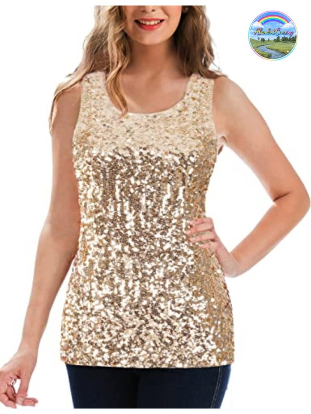 Sequin Glitter Tank Top Sleeveless Scoop Neck Party Club Women's